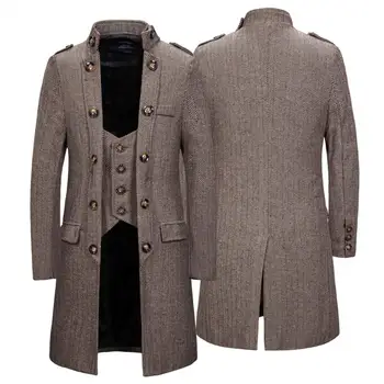 Erkek Dış Giyim Ceket Çizgili Sonbahar Kış Rüzgar Geçirmez Düz Renk Coldproof Palto Erkekler Trençkot Streetwear 1