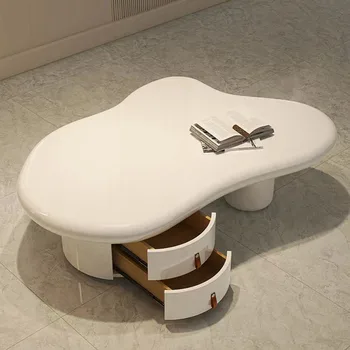 Modern Düzensiz Yuvarlak Sehpa Tasarım Beyaz Minimalist Sehpa Oturma Odası Dekorasyon Mesa Baja Giriş Mobilya