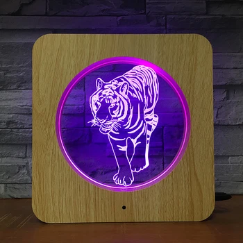 Kaplan Hayvan 3D LED ABS Plastik Gece Lambası Akrilik Görüntü Lamba Masa Lambası Çocuk Renkler Hediye Ev Dekor KS-2097 7