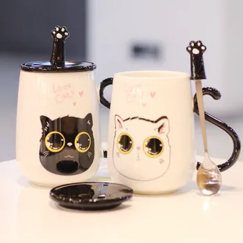 1 ADET Yenilik Karikatür Sevimli Kedi Hayvan Süt Kupa Seramik Yaratıcı Kahve Porselen Çay Bardağı Hediyeler