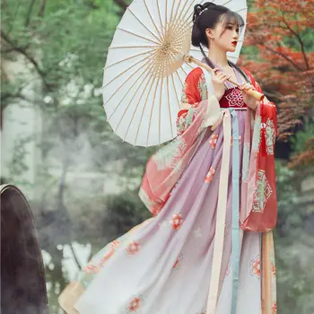 Nakış Kadın Elbisesi Seti Çin Geleneksel Zarif Baskı Çiçek Tang Hanedanı Elbise Hanfu Takım Elbise Prenses Halk Dans Giyim 10