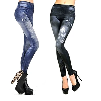 Skinny Jeans Legging Yeni Kadın Tayt Kelebek Baskı Tayt Kadın Moda Rahat Kot Tayt 8