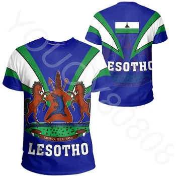 Yeni Afrika Bölgesi yazlık t-Shirt erkek 3D Baskılı Harajuku Sokak günlük t - shirt-Lesotho Beşgen Tarzı 19