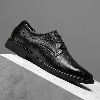 Elbise Erkek Ayakkabı Hakiki Deri Oxfords İş Ofis Siyah Kahverengi Dantel-Up erkek Resmi Ayakkabı Düğün Ayakkabı El Yapımı Mokasen