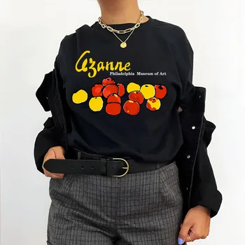 Vintage Meyve Baskı Kadın Yaz Kısa Kollu Grafik Tees Siyah Pamuk Gevşek Casual Tops Ins Moda 90s Estetik T Shirt 19