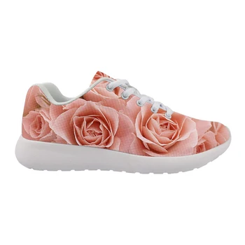 3D Kırmızı Çiçek Gül Desen Kadın Sneakers İlkbahar / Sonbahar Bayanlar Yeni vulkanize ayakkabı Nefes Tıknaz Ayakkabı kaymaz