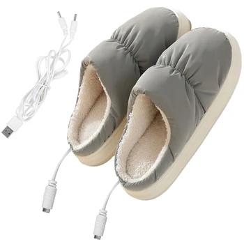 1 çift Kadın erkek USB ısıtma terlik okuma oyun ayak ısıtıcı Yazma peluş kış sıcak çalışma rahat elektrikli ısıtmalı ayakkabı 14