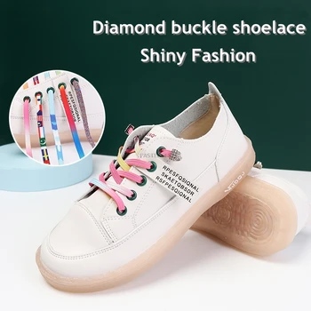 1 Çift Hiçbir Kravat Ayakabı Elastik Düz Şeker Renkler Tembel Ayakkabı Bağı elmas Ayakkabı Dantel Kilit Çocuklar Yetişkin Unisex Sneakers Ayakkabı Dizeleri 2