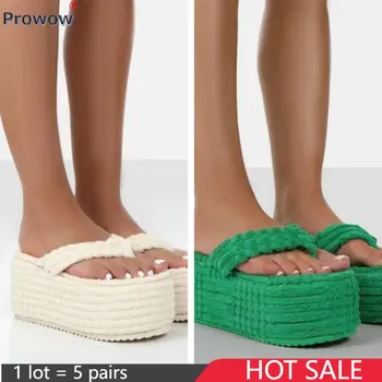 2022 Yeni Moda Flip Flop Kadın Terlik Rahat platform ayakkabılar Havlu Pamuklu Kumaş Dışında Bayan Taraf Takunya Toptan 8945 4