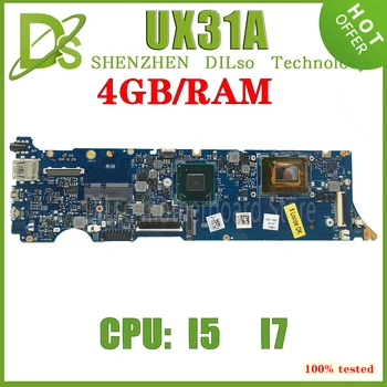 KEFU UX31A UX31A2 Anakart ASUS ZenBook için UX31A UA31A2 İle I7 I5 CPU 4GB-RAM Laptop Anakart %100 % Test TAMAM