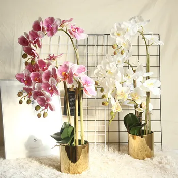 3D Kelebek Orkide Yapay Çiçekler Sahte Güve Flor Orkide Çiçek Ev Düğün DIY Dekorasyon için 7