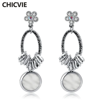 CHICVIE Gümüş Renk Yeni Yüksek Kalite moda takı Yeni Tasarım Kaplama Damla Küpe Charm Küpe Mücevher Küpe SER170011 16