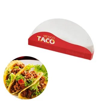 100 adet Taco Tutucular Meksika Gıda kağit kutu Pizza Aracı Hot Dog Tutucu Standı Restoran Taco ambalaj kutusu