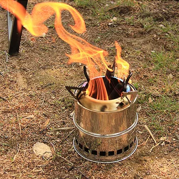 Açık odun sobası kafa piknik paslanmaz çelik barbekü fırın ahşap karbon kömür katı alkol ısıtma yangın akçaağaç taşınabilir 2