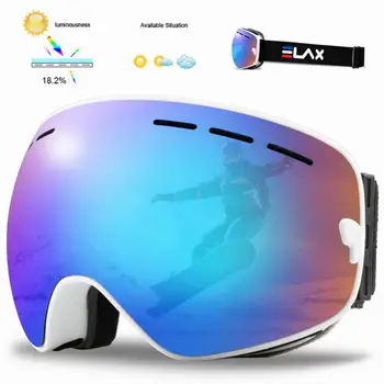 UV400 Anti-sis Çift Katmanlar Kayak Gözlüğü Büyük Lens Kayak Maskesi Gözlük Kayak Kar Snowboard Gözlük Ayna Polarize Gözlük erkekler için 2