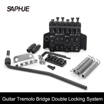 Bir Set Siyah/Krom Tremolo Köprü Çift Kilitleme Sistemi Elektro Gitar İçin 1