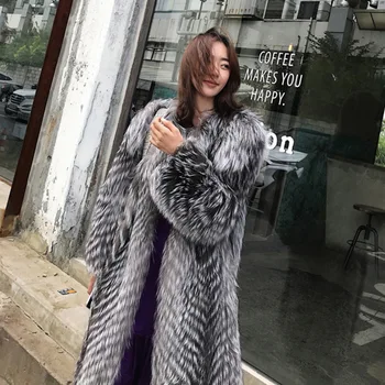2021 sonbahar ve kış yeni kadın kürk taklit tilki kürk uzun kesim ceket moda trend deri kürk ceket kış giysileri artı 16