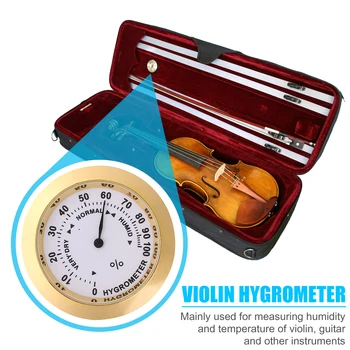 Keman Termometre Higrometre Alüminyum Alaşımlı Yuvarlak Sıcaklık Nem Ölçer Gitar Enstrüman Bakımı İzleme Araçları Altın 2