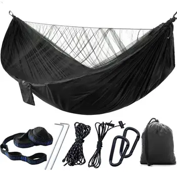 2 Kişi Kamp Bahçe Hamak Cibinlik İle dış mekan mobilyası Yatak Mukavemetli paraşüt kumaşı Uyku Salıncak Taşınabilir Asılı 1