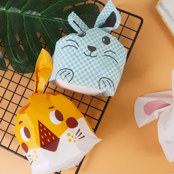 50 adet Sevimli Tavşan Kulak Çanta Çerez plastik poşetler Şeker Hediye Dekor Çanta Bisküvi Aperatif Pişirme Paketi Ve Olay Parti Malzemeleri 8