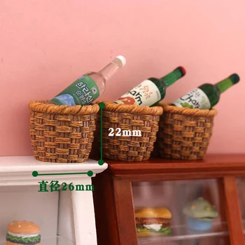 1 ADET 1: 12 Evcilik Minyatür Reçine Sepeti Modeli Oyuncak şarap şişesi Sebze Gıda Depolama Sepeti Bebek Ev Mutfak Aksesuarları 17