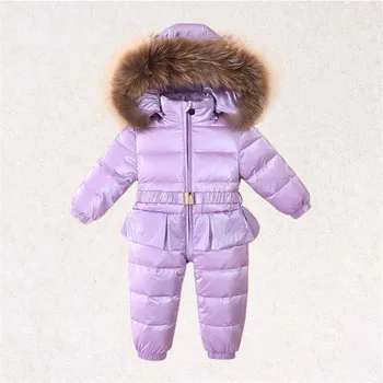 Rusya Kış Snowsuit Bebek Kız Tulum bebek kıyafetleri %80 % Ördek Aşağı Ceket Bebek Kız İçin 1-4 Yıl Dış Giyim LC205 19