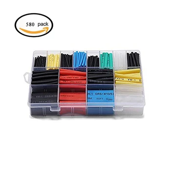 580 adet 2: 1 ısı borusu Shrink 6 Renkler 11 Boyutları boru Seti Combo Çeşitli Sleeving Wrap kablo tel seti DIY için