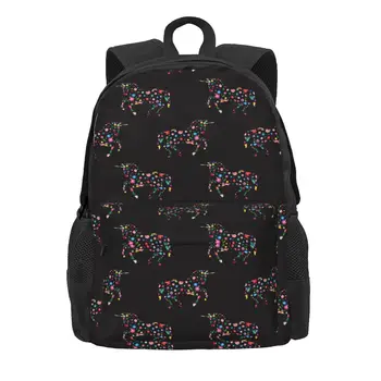 Renkli Unicorn Hayvan Pembe Kadın Sırt Çantası Çocuk okul çantası Laptop Sırt Çantası Genç Büyük Kapasiteli Polyester Seyahat Sırt Çantası 13