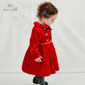 DB11745 dave bella kış bebek kız sevimli çıkarılabilir yay elbise çocuk moda parti elbise çocuk bebek lolita giysileri 19