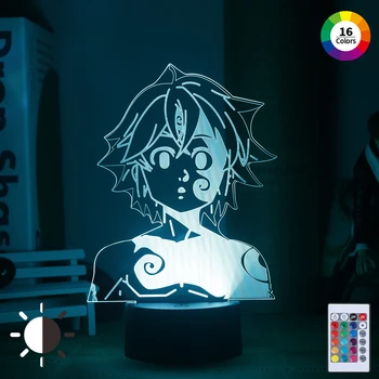 Anime yedi ölümcül günah Led gece lambası Jericho yatak odası için lamba dekor doğum günü hediyesi yedi ölümcül günah Jericho ışık 3D lamba 1