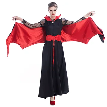 Kadınlar Seksi Siyah Kırmızı Uzun Kraliçe Seksi Şeytan Masquerade Cosplay Kostümleri Viktorya Dönemi Kostümleri Cadılar Bayramı Cosplay Kostümleri 12