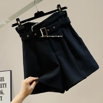 Yaz Şort Bayan Ağır Sanayi Boncuk Düzensiz A-Line Geniş Bacak Takım Elbise Rahat Kısa Ofis Bayan Yüksek Bel Zayıflama 1
