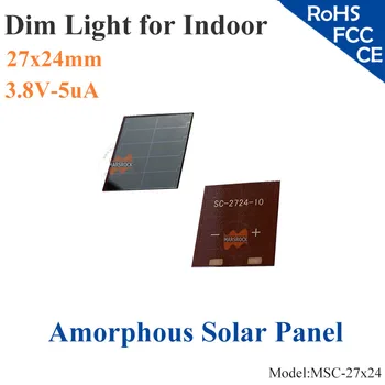 27x24mm 3.8 V 5uA loş ışık İnce Film Amorf Silikon Güneş Pili ITO cam iç mekan ürünü,hesap makinesi,oyuncaklar,0-3. 5 V pil 15