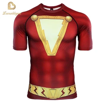 Erkek Süper Kahraman Cosplay kısa kollu tişört Yaz Moda Spor Spor Hızlı Kuru Sıkı T-shirt Kırmızı Flaş T-shirt 14