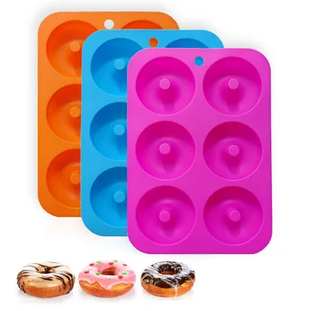 Silikon Kalıplar 6-Cavity fırın tepsisi Yapışmaz DIY Kek Aracı Yuvarlak Muffin Donuts Maker Mutfak Gadget Setleri Bakeware 5