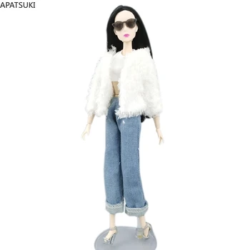 Beyaz Kürk Ceket barbie oyuncak bebek Giysileri Kış Kısa Parka Moda Kıyafetler 1/6 BJD Dollhouse Aksesuarları DIY Oyuncaklar Çocuklar İçin 1