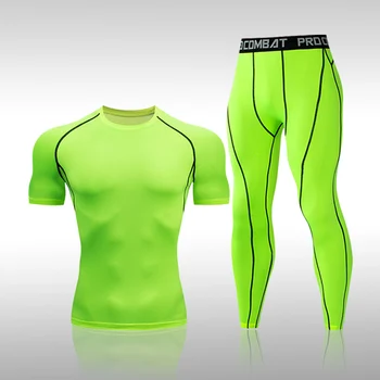 2 parça / takım Spor Rashguard Erkek Spor Eğitimi Sıkı Spor Erkek Spor Koşu Sıkıştırma Takım Elbise Hızlı Kuru koşu elbisesi