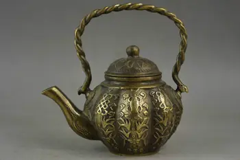 Eski Koleksiyon İşi Bakır Carve Gerçekçi Waterweeds & Totem Nadir Çay Pot