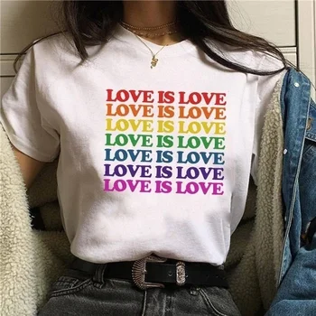 sunfiz YF Eşcinsel Gurur Tshirt Kadın Aşk Lezbiyen Gökkuşağı T-Shirt Aşk Aşk T - shirt Yaz Harajuku Üst Tee 12