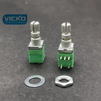 [VK] Tipi 09 B10K rachis 15MM Hassas Tek basmalı düğme Potansiyometre 5 ayak anahtarı Yeşil Basın anahtarı 17