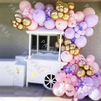 127 Pcs Macaron Mor Lateks Balonlar Set Krom Altın Kemer Çelenk Balon Kiti İçin Doğum Günü Düğün Parti Dekorasyon Malzemeleri 8