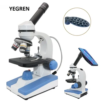 Öğrenci Biyolojik Mikroskop 2000X Monoküler Mikroskop 360 Dönebilen Kafa Üst USB LED ve Ayarlanabilir Alt Işıklı Mikroskop 15