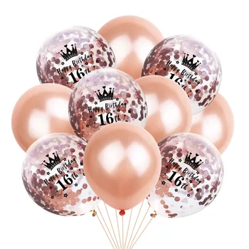 Dijital balon ve 12 inç gül altın balon Şeffaf Krom Metalik Renkler Şişme Hava Topları Globos Doğum Günü Partisi 10