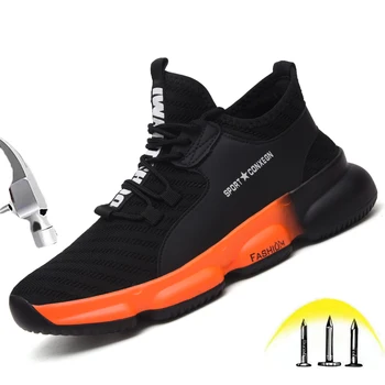 Ultra hafif çelik burunlu güvenlik ayakkabıları Erkek Kadın Sonbahar Nefes Hafif Aşınmaya dayanıklı Yumuşak Taban Delinme Geçirmez iş ayakkabısı 2