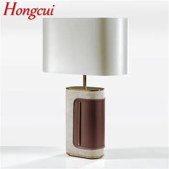 Hongcui Postmodern Masa Lambası LED Basit Moda Başucu masa ışığı Vintage Deri Dekor Ev Oturma Odası Yatak Odası için 5