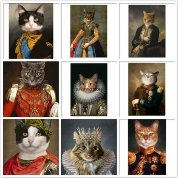 5D DIY Özel Elmas Boyama Kedi Komik Hayvan Pet Portre Mozaik Elmas Nakış Tam Yuvarlak Çapraz Dikiş Kiti Duvar Sanatı Hediye 7