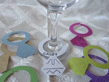 Glitter elmas yüzük şarap bardağı yüzük takılar düğün nişan gelin duş Bekarlığa Veda Partisi masa dekorları kartları 12