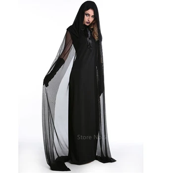 Vampir Ölü Cadı Gotik Gelin Korkunç Kostüm Kadın Cadılar Bayramı Elbise Karnaval Parti Korku Şeytan Spooky Fantezi Pelerin 15