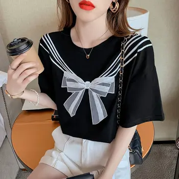 Kawaii Pamuk T Shirt Kadın Yaz 2021 Vintage Kore Moda Kısa Kollu Artı Boyutu Seks Kırpma Üstleri Harajuku Ropa Mujer Tişörtleri 22