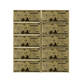 24K Altın Folyo Banknot USD 20 Fatura Altın Banknot Koleksiyonu Dekorasyon Ofis İş Koleksiyonu Benzersiz Vatanseverlik Hediye 2